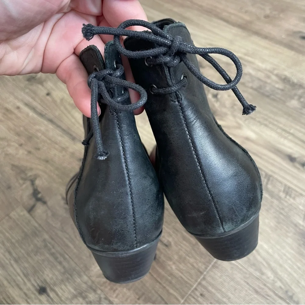 REMONTE Dorndorf Black Red Gray Leather Bow Back Ankle Boots - Picture 4 of 10